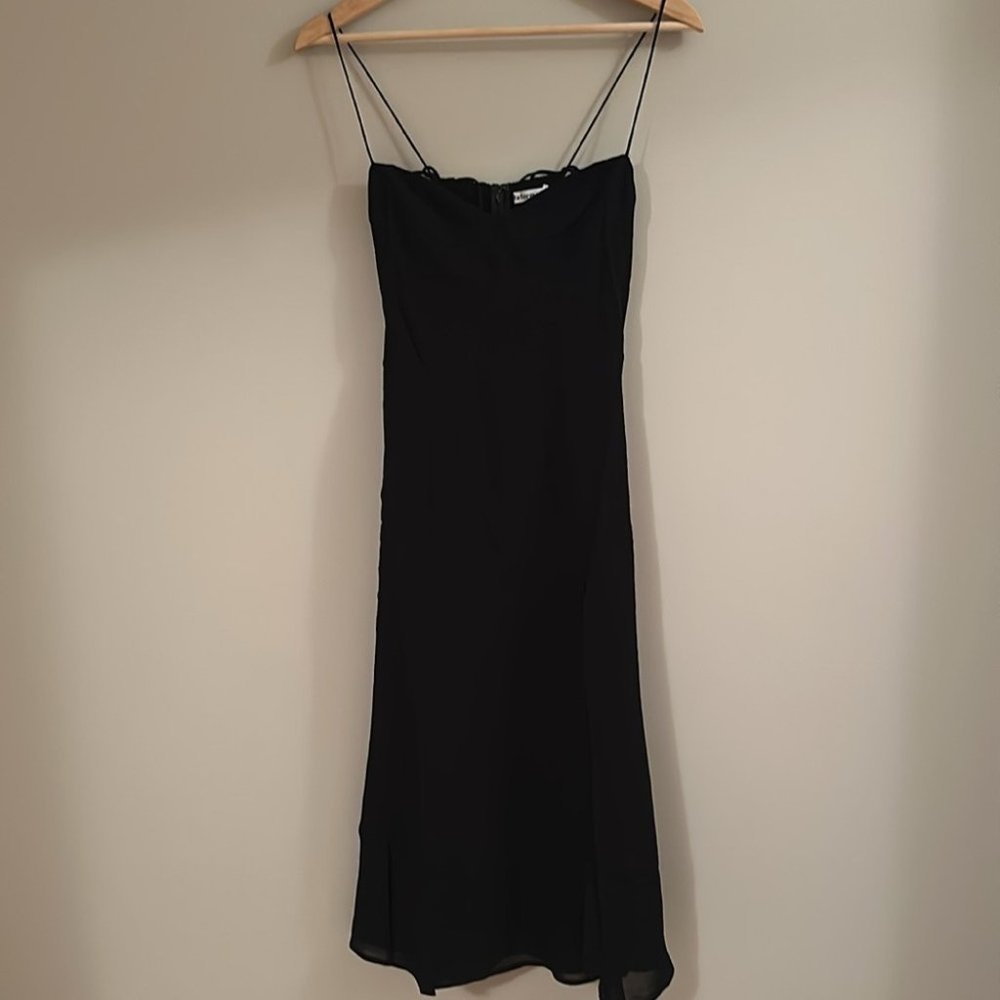 NEW Reformation Juliette Midi Dress  in Black Tie Straps Side Slit | size 2 - Picture 10 of 13